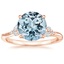 14K Rose Gold Camellia Milgrain Diamond Ring, smalltop view