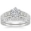 18K White Gold Art Deco Filigree Diamond Ring with Delicate Antique Scroll Contoured Diamond Ring (1/15 ct. tw.)