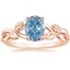 14K Rose Gold Budding Willow Solitaire Ring, smalltop view