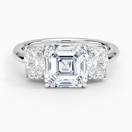 18K White Gold Luxe Faye Elongated Cushion Three Stone Diamond Ring (1 ct. tw.)