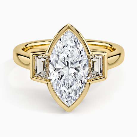Seamless Trapezoid Three Stone Diamond Ring