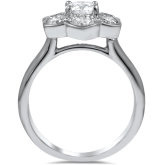 Custom Petal Halo Diamond Ring