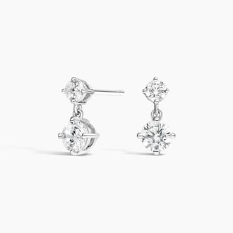 Diamond Drop Earrings in 18K White Gold