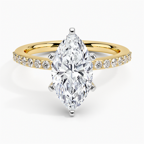 18K Yellow Gold Six Prong Petite Shared Prong Diamond Ring (1/5 ct. tw.)