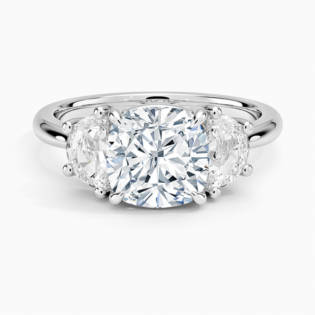 Half Moon Three Stone Diamond Ring