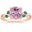 14K Rose Gold Willow Ring With Lab Emerald Accents, smalltop view