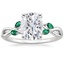 Platinum Willow Ring With Lab Emerald Accents, smalltop view