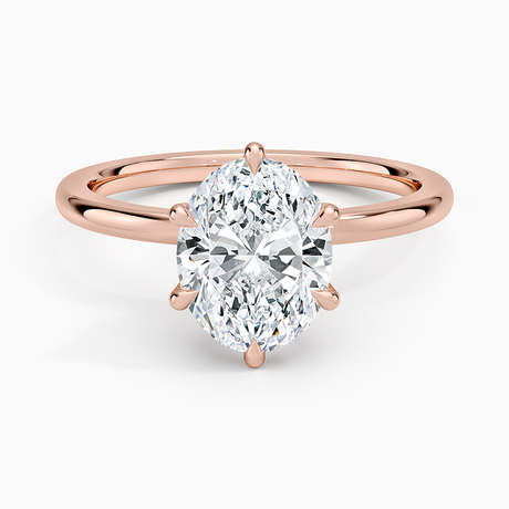 14K Rose Gold Petal Six Prong Diamond Ring