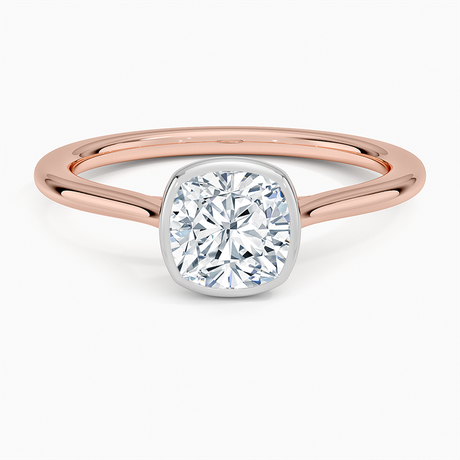 14K Rose Gold Mixed Metal Petite Luna Bezel Ring