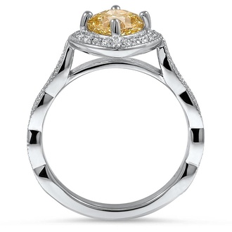 Custom Vintage Inspired Fancy Yellow Diamond Halo Ring