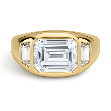 18K Yellow Gold Sloane Three Stone Trapezoid Dome Diamond Ring (1/2 ct. tw.)