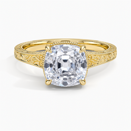 Tapered Elsie Engraved Solitaire Ring