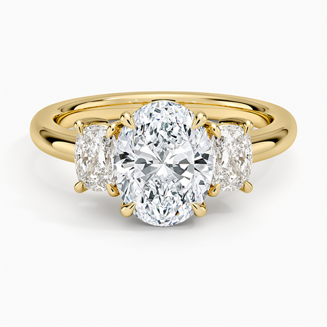 Faye Elongated Cushion Three Stone Diamond Ring