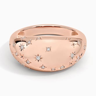 Pisces Zodiac Constellation Diamond Dome Ring