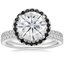 18KW Moissanite Waverly Diamond Ring with Black Diamond Accents with Luxe Ballad Diamond Ring, smalltop view