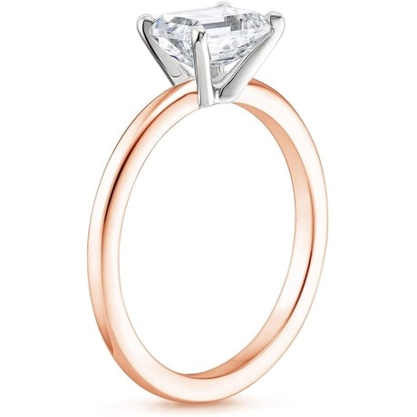 14K Rose Gold Horizontal Petite Comfort Fit Solitaire Ring