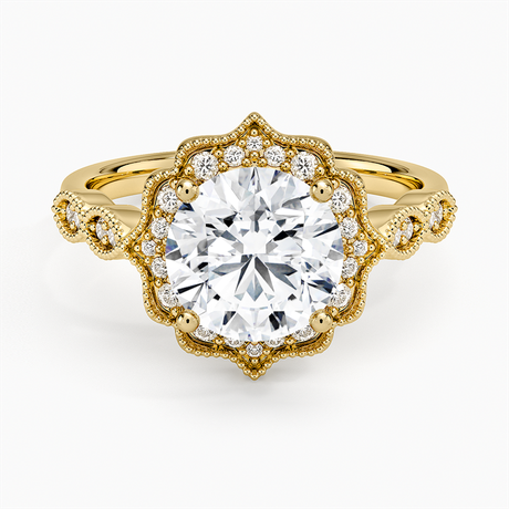 18K Yellow Gold Cadenza Halo Diamond Ring