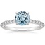 18K White Gold Petite Shared Prong Half Coverage Diamond Ring, smalltop view