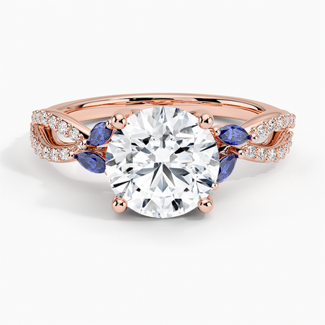 14K Rose Gold Luxe Willow Sapphire and Diamond Ring (1/8 ct. tw.)