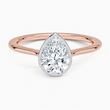 14K Rose Gold Mixed Metal Petite Luna Bezel Ring