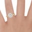 18K Yellow Gold Lotus Flower Halo Diamond Ring (1/4 ct. tw.), smallzoomed in top view on a hand