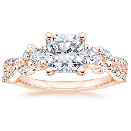 14K Rose Gold Three Stone Luxe Willow Diamond Ring with Luxe Winding Willow Diamond Ring