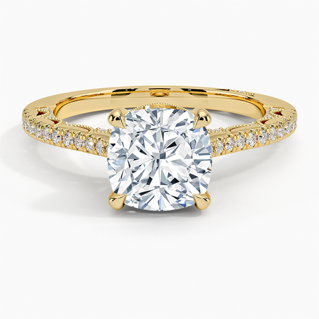 18K Yellow Gold Tacori Lunetta Crescent Cathedral Diamond Ring