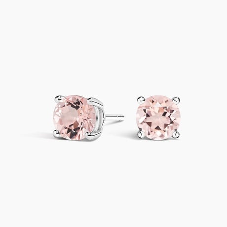 Solitaire Morganite Stud Earrings