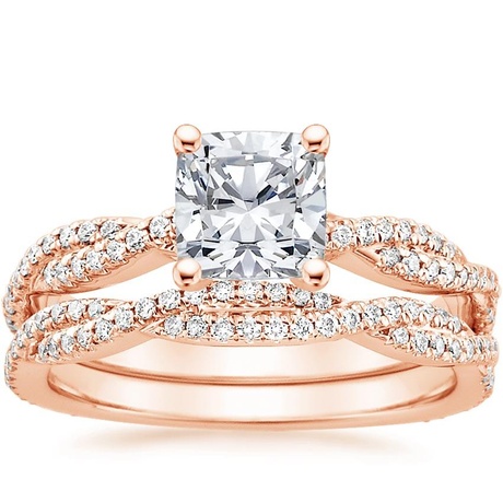 14K Rose Gold Petite Luxe Twisted Vine Bridal Set (1/2 ct. tw.)