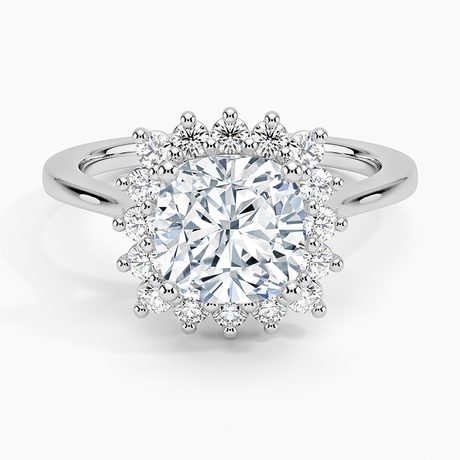 18K White Gold Sunburst Halo Diamond Ring (1/4 ct. tw.)