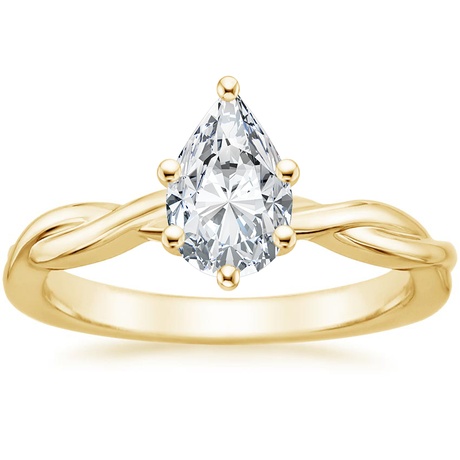 18K Yellow Gold Twisted Vine Ring with Petite Twisted Vine Diamond Ring (1/8 ct. tw.)