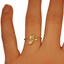 The Brinda Ring, smalltop view on a hand