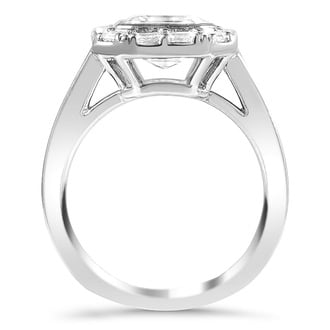 Custom Geometric Baguette Halo Diamond Ring