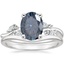 14K White Gold Arden Diamond Ring with Petite Curved Wedding Ring