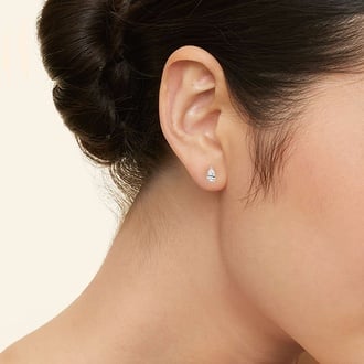Three-Prong Pear Diamond Stud Earrings in 18K Yellow Gold