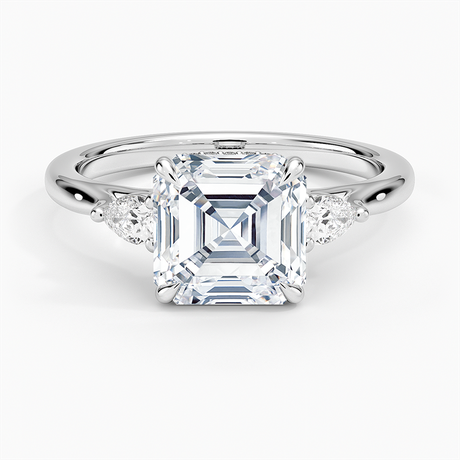 18K White Gold Floating Three Stone Pear Diamond Ring