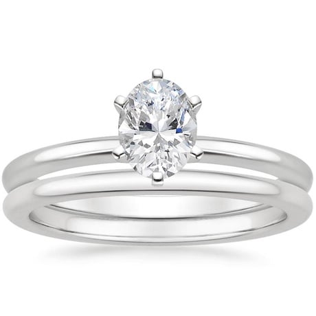 18K White Gold Six-Prong Petite Comfort Fit Bridal Set