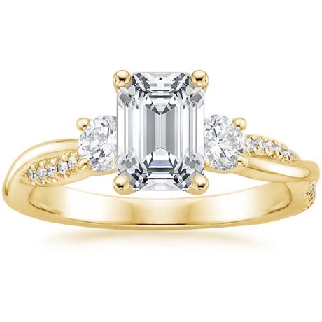 18K Yellow Gold Three Stone Petite Twisted Vine Diamond Bridal Set (1/2 ct. tw.)