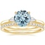 18KY Aquamarine Perfect Fit Three Stone Pear Diamond Ring with Luxe Ballad Diamond Ring, smalltop view