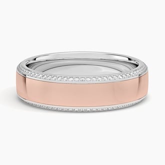 Avalon Mixed Metal Eternity Diamond 6mm Wedding Ring in 14K Rose Gold