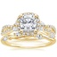 18K Yellow Gold Luxe Willow Halo Diamond Ring (1/2 ct. tw.) with Winding Willow Diamond Ring (1/8 ct. tw.)