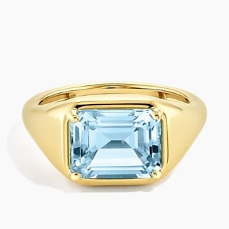 Marlowe Emerald-Cut Aquamarine Signet Ring