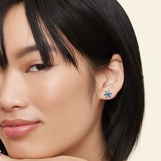 Nature Inspired London Blue Topaz Stud Earrings