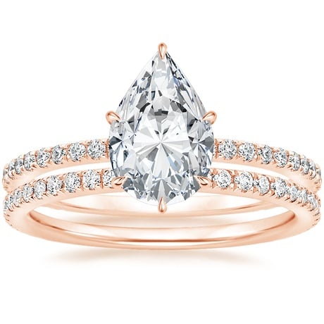 14K Rose Gold Demi Diamond Ring with Luxe Ballad Diamond Ring
