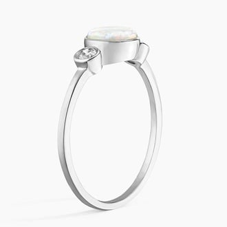 Cassiopeia Opal and Diamond Ring in 18K White Gold