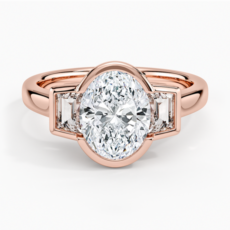 14K Rose Gold Seamless Trapezoid Three Stone Diamond Ring (1/2 ct. tw.)