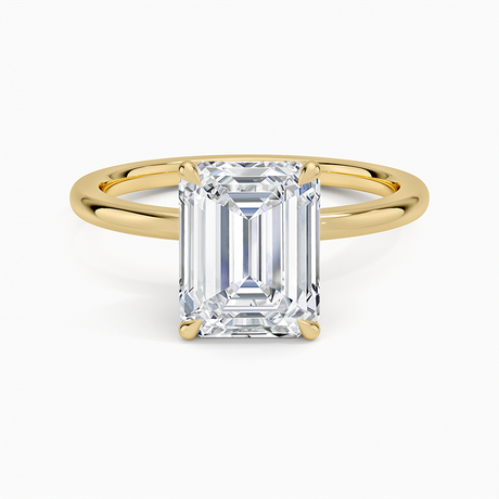 Diamond Accented Petal Prong Engagement Ring