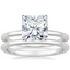 18K White Gold Petite Heritage Diamond Ring with Petite Comfort Fit Wedding Ring