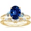 14K Yellow Gold Camellia Indigo Milgrain Ring with Yvette Diamond Ring