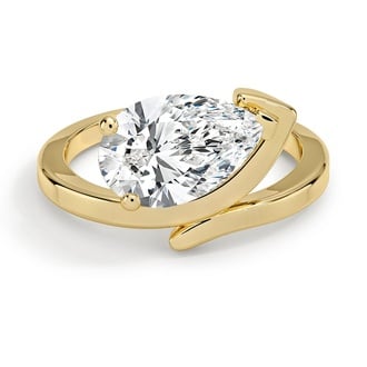 Custom East-West Sculptural Semi-Bezel Diamond RIng